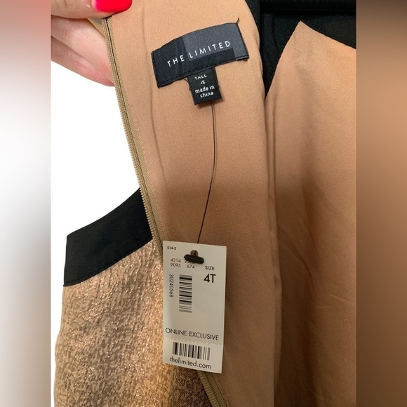 NWT The Limited Halter Rose Gold Black Metallic Bodycon Dress SiE 4 Tall - Picture 7 of 11